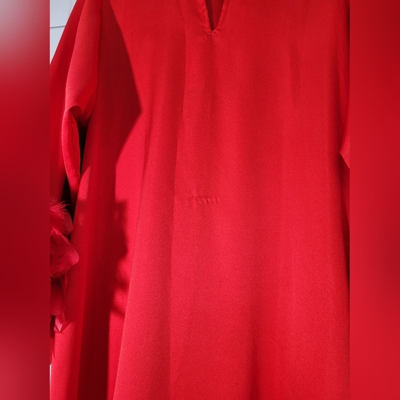 ODETTE BARSA Vintage Ladies Red Maxi Long Lounge Dress Caftan (Kaftan) Loose Fit - Picture 4 of 13